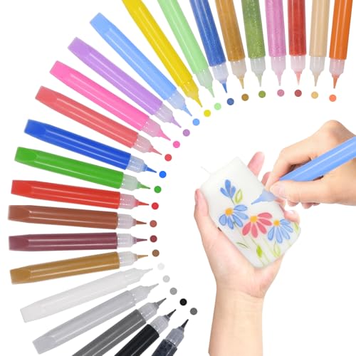 Esoes 24 Stück Wachsstifte für Kerzen, 10ml Candle Pen für Kerzen 24 Farben, Candle Pen für Kerzen Verzieren, Taufkerze Selber Machen,Kerzen Bemalen, Tassen Bemalen, Keramik Bemalen set von Esoes