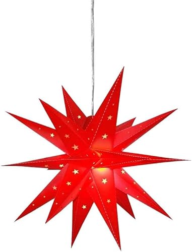 Esoes Außenstern rot led beleuchteter Stern ca. 58 cm Weihnachtsstern Leuchtstern Faltstern, IP44 wetterfest Garten Deko von Esoes