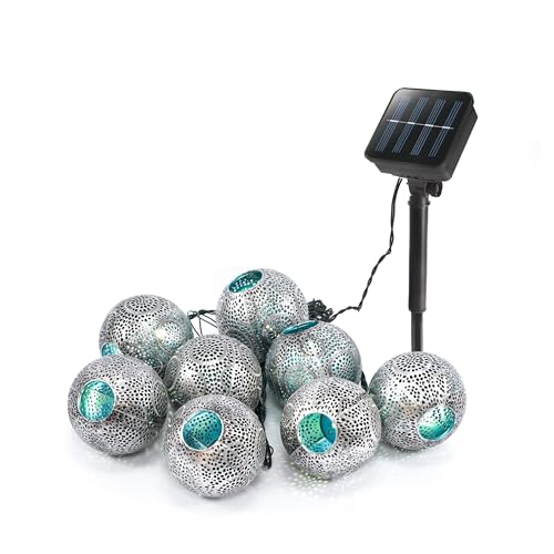 Esotec Solar Kugel Lichterkette Alma, 2 Meter, silber gebürstet eisblau, 8 LEDs neutralweiß, Akku, Solarmodul, Erdspieß, mediterran, Dekolichterkette, Kunststoff, außen, wetterfest, 102805 Esotec Solar Kugel Lichterkette Alma, 2 Meter, silber gebürstet eisblau, 8 LEDs neutralweiß, Akku, Solarmodul, Erdspieß, mediterran, Dekolichterkette, Kunststoff, außen, wetterfest, 102805 von Esotec