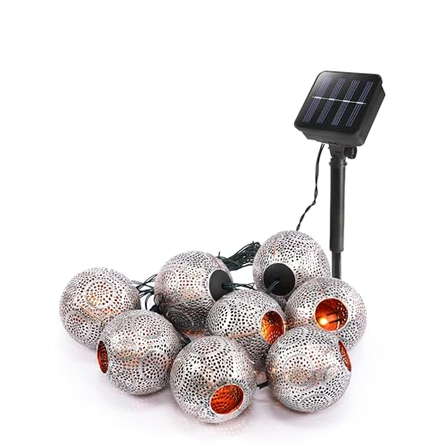 Esotec Solar Kugel Lichterkette Alma, 2 Meter, silber gebürtstet eisblau, 8 LEDs warmweiß, Akku, Solarmodul, Erdspieß, mediterran, Laternen Dekolichterkette, Kunststoff, außen, wetterfest, 102806 Esotec Solar Kugel Lichterkette Alma, 2 Meter, silber gebürtstet eisblau, 8 LEDs warmweiß, Akku, Solarmodul, Erdspieß, mediterran, Laternen Dekolichterkette, Kunststoff, außen, wetterfest, 102806 von Esotec