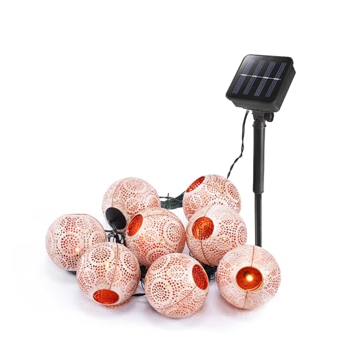 esotec Solar Kugel Lichterkette Alma, 2 Meter, altweiß-kupfer, 8 LEDs warmweiß, Akku, Solarmodul, Erdspieß, mediterran, Laternen Dekolichterkette, Kunststoff, außen, wetterfest, 102808 esotec Solar Kugel Lichterkette Alma, 2 Meter, altweiß-kupfer, 8 LEDs warmweiß, Akku, Solarmodul, Erdspieß, mediterran, Laternen Dekolichterkette, Kunststoff, außen, wetterfest, 102808 von Esotec