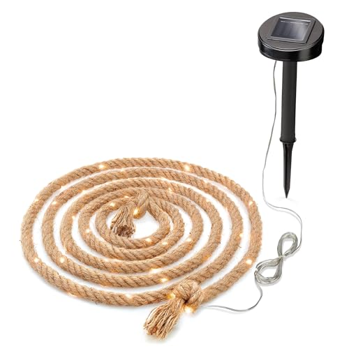 esotec Solar Lichterkette Cord Light, 4,5 Meter, 60 LEDs, warmweiß, Zuleitung 2m, Juteseil, Naturkordel Seil, Akku, Solarmodul, Erdspieß, Hochzeitsdeko, autark, Wintergarten, außen, winterfest, 102164 esotec Solar Lichterkette Cord Light, 4,5 Meter, 60 LEDs, warmweiß, Zuleitung 2m, Juteseil, Naturkordel Seil, Akku, Solarmodul, Erdspieß, Hochzeitsdeko, autark, Wintergarten, außen, winterfest, 102164 von Esotec