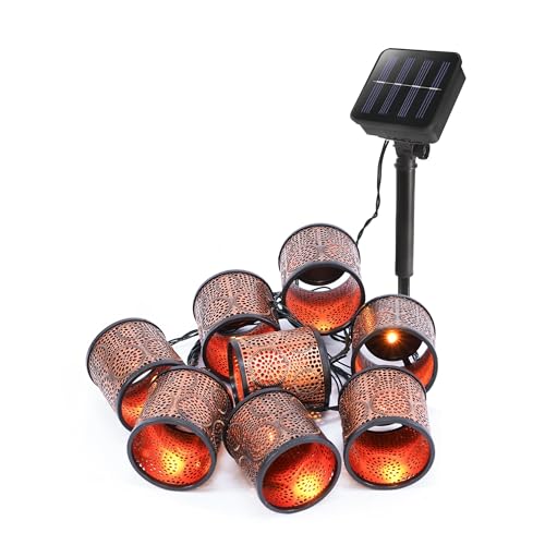 esotec Solar Laternen Lichterkette Marokko, 2 Meter, kupfer-gold, 8 LEDs warmweiß, Akku, Solarmodul, Erdspieß, mediterran, Lampions Dekolichterkette, Kunststoff, außen, wetterfest, 102803 esotec Solar Laternen Lichterkette Marokko, 2 Meter, kupfer-gold, 8 LEDs warmweiß, Akku, Solarmodul, Erdspieß, mediterran, Lampions Dekolichterkette, Kunststoff, außen, wetterfest, 102803 von Esotec