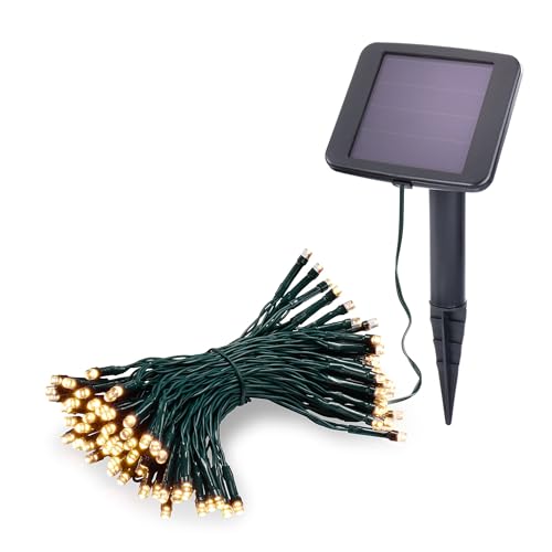 Esotec Solar Lichterkette, 10m, 100 LEDs, warmweiß, Zuleitung 2m, Akku, Solarmodul, Erdspieß, Außenlichterkette, Partylichterkette, Hochzeitsdeko, Garten, Terrasse, winterfest, außen, 102170 von Esotec