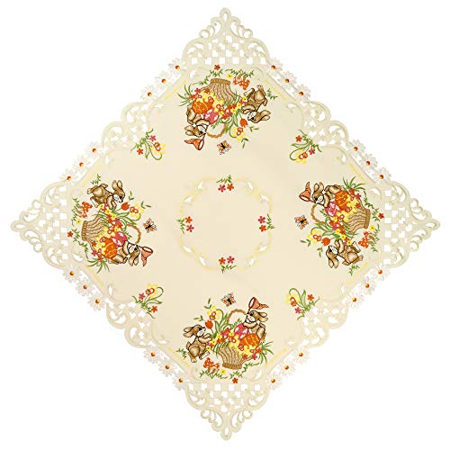 Espamira Tischdecke Ostern Creme Mitteldecke Decke Osterdecke Pflegeleicht Polyester (Mitteldecke 85 x 85 cm) von Espamira