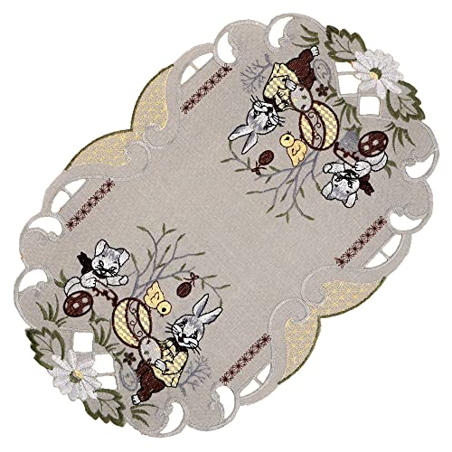 Espamira Tischdecke Ostern Mitteldecke Decke Osterdecke Osterdeko Pflegeleicht Polyester (22 x 37 cm oval Deckchen) von Espamira