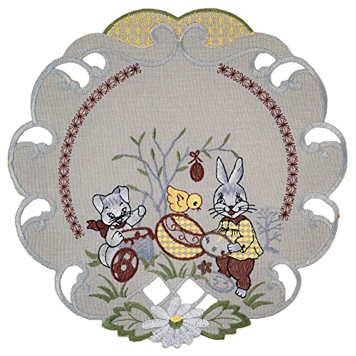Espamira Tischdecke Ostern Mitteldecke Decke Osterdecke Osterdeko Pflegeleicht Polyester (30 cm rund Deckchen) von Espamira