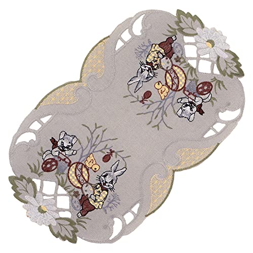 Espamira Tischdecke Ostern Mitteldecke Decke Osterdecke Osterdeko Pflegeleicht Polyester (30 x 45 cm oval Deckchen) von Espamira