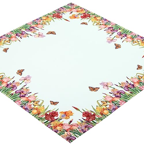 Tischdecke Pflegeleicht 85x85 cm Mitteldecke Schwertlilien Decke Sommer Gartentischdecke 100% Polyester von Espamira