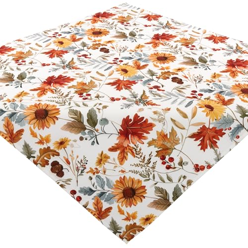 Tischdecke Bügelfrei Mitteldecke Stoff Herbstlich 85 x 85 Tischwäsche Weiß Sonnenblumen Gelb Pflegeleicht Waschbar Tischdecke Bügelfrei Mitteldecke Stoff Herbstlich 85 x 85 Tischwäsche Weiß Sonnenblumen Gelb Pflegeleicht Waschbar von Espamira