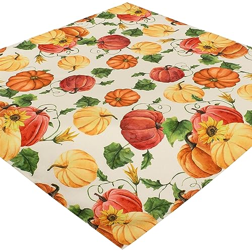 Tischdecke Halloween Kürbis Mitteldecke Stoff Herbst 85 x 85 Halloweentischdecke Tischwäsche Pflegeleicht von Espamira