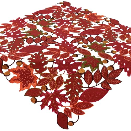 Tischdecke Herbst Bestickt 85x85 Mitteldecke Tischwäsche Herbstlich Weinrot Blätter Stickerei Stoff Waschbar Tischdecke Herbst Bestickt 85x85 Mitteldecke Tischwäsche Herbstlich Weinrot Blätter Stickerei Stoff Waschbar von Espamira