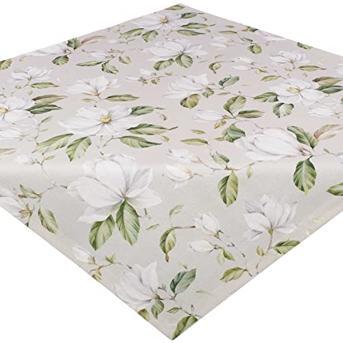 Tischdecke Magnolien Hellgrau 85x85 Mitteldecke Frühling Baumwolle Decke Blumenmuster Bedruckt von Espamira