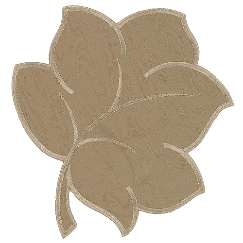 Tischdecke Mitteldecke Herbst Deckchen Untersetzer Tischdekoration Stoff Bestickt Blatt Beige 24 cm von Espamira