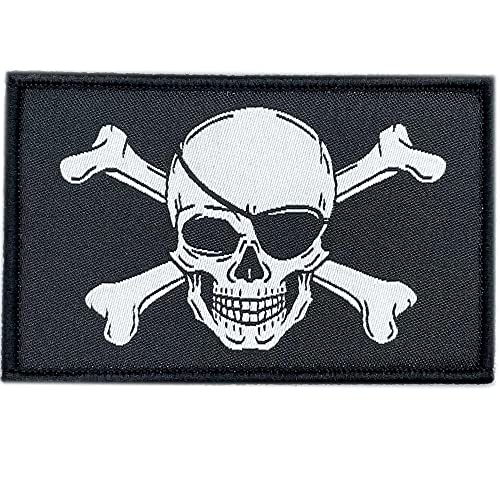Piratenflagge mit Augen-Patch, Moral-Emblem mit taktischem Totenkopf, militärischer Schädel, 80 x 50 mm von España