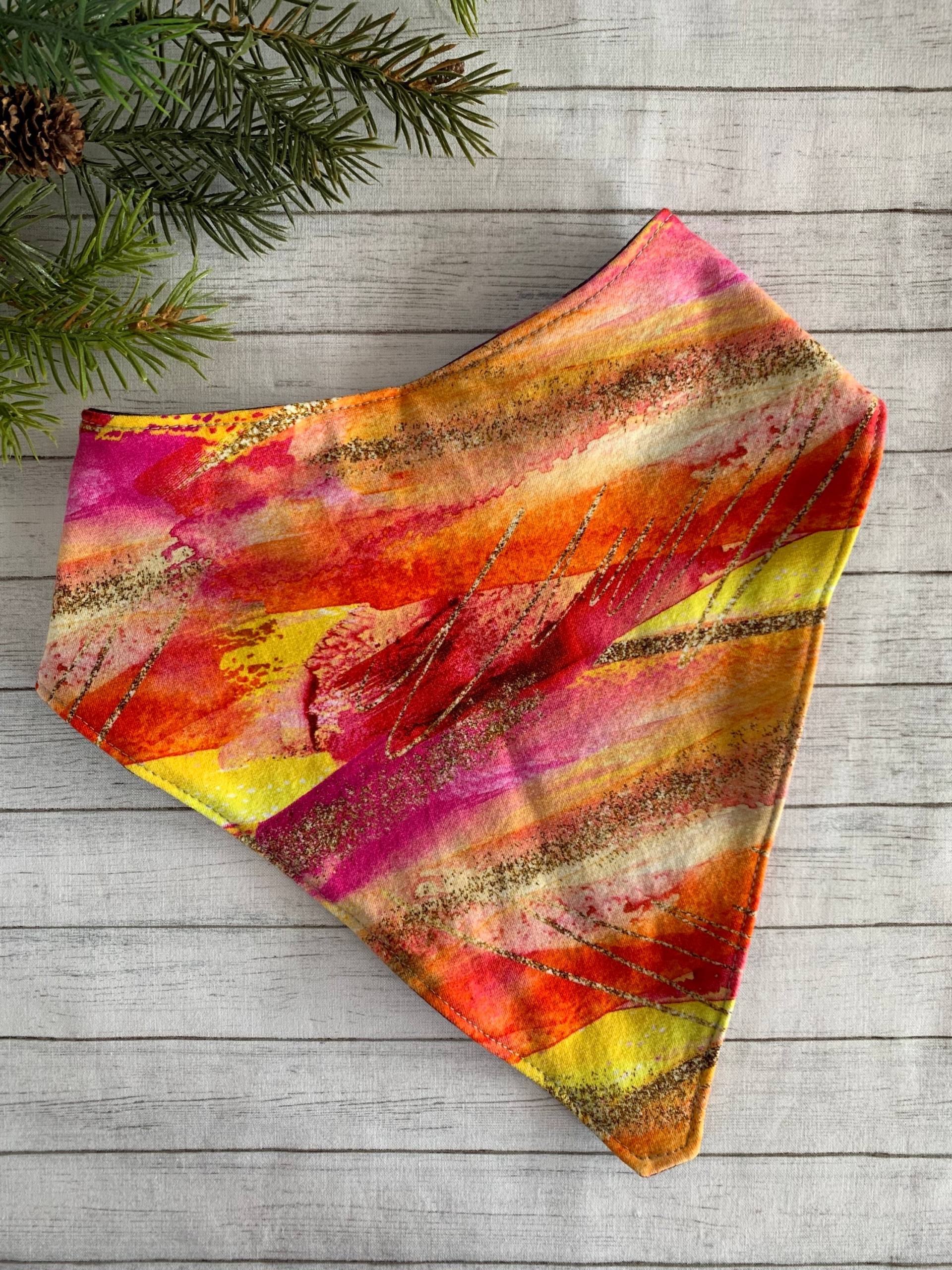 Teen Wasserdicht Bandana Lätzchen Erwachsene Würde Schal Herbst Pinselstriche Gold Gelb Orange Rosa Großes Mädchen Reversible Sabbern Besondere von EspeciallyUniqueInc