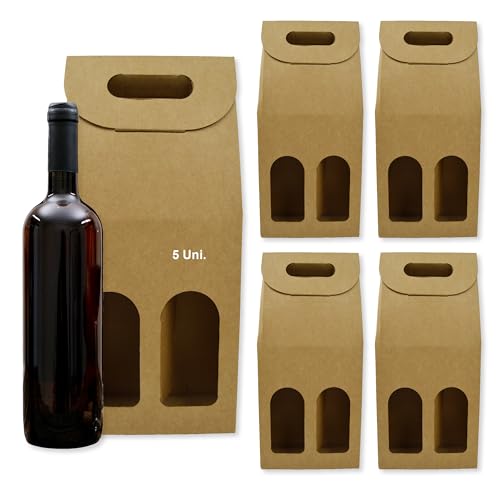 5 x leere braune Pappschachtel für 2 Weinflaschen, 18 x 9 x 40 cm, Weihnachtsgeschenke, Ostern, Geburtstag, Weingeschäfte von Espirito Rebelde
