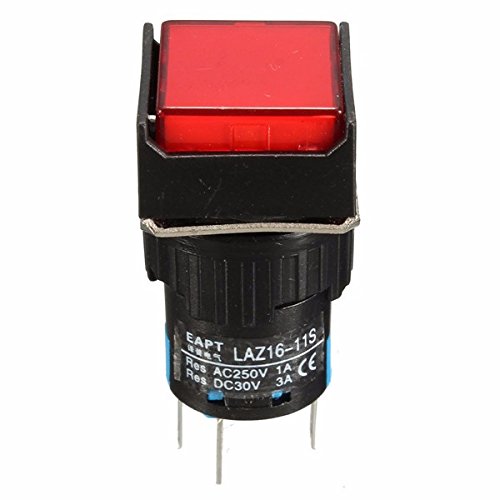 EsportsMJJ DC 12V 16mm Push Button Selbst-Reset-Schalter Square Led Light Momentary Switch -Rot von EsportsMJJ