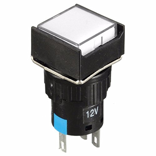 EsportsMJJ DC 12V 16mm Push Button Selbst-Reset-Schalter Square Led Light Momentary Switch -Weiß von EsportsMJJ