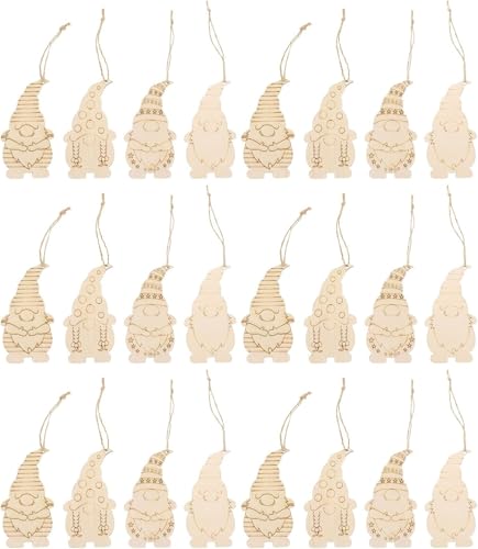 40 Stück unlackierte Weihnachtsmann-Holzscheiben, Weihnachtsmann-Holzausschnitt für Bastelarbeiten, bemalbare Weihnachtsmann-Form, Ornamente für Party, Heimdekoration, Türhänger von Esrinse