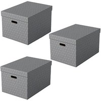 3 Esselte Home Aufbewahrungsboxen 50,0 l grau 35,5 x 51,0 x 30,5 cm von Esselte