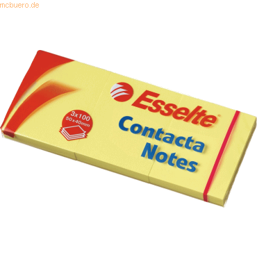 4 x Esselte Haftnotizen Contacta-Notes 54x40mm gelb 100 Blatt von Esselte