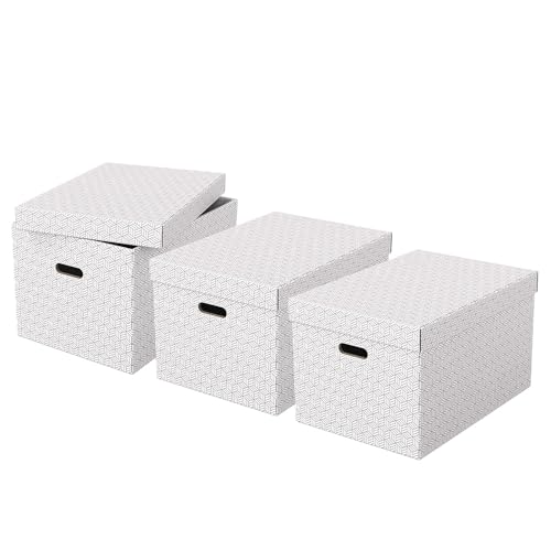 Esselte 3er Set große Aufbewahrungs- & Geschenkboxen mit Deckel, Schachteln für Wohnung/Büro & Organisationszwecke, 100% recycelter Karton, 100% recycelbar, geometrische Designs, Weiß, 628286 Esselte 3er Set große Aufbewahrungs- & Geschenkboxen mit Deckel, Schachteln für Wohnung/Büro & Organisationszwecke, 100% recycelter Karton, 100% recycelbar, geometrische Designs, Weiß, 628286 von Esselte