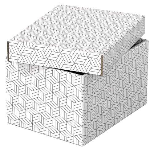 Esselte 3er Set kleine Aufbewahrungs- & Geschenkboxen mit Deckel, Schachteln für Wohnung/Büro & Geschenkverpackung, 100% recycelter Karton, 100% recycelbar, geometrische Designs, Weiß, 628280 Esselte 3er Set kleine Aufbewahrungs- & Geschenkboxen mit Deckel, Schachteln für Wohnung/Büro & Geschenkverpackung, 100% recycelter Karton, 100% recycelbar, geometrische Designs, Weiß, 628280 von Esselte