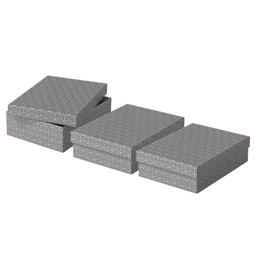 Esselte 3er Set mittelgroße Aufbewahrungs- & Geschenkboxen mit Deckel, Schachteln für Wohnung/Büro, Organisationszwecke & als Geschenkverpackung, 100% recycelter Karton und recycelbar, Grau, 628285 Esselte 3er Set mittelgroße Aufbewahrungs- & Geschenkboxen mit Deckel, Schachteln für Wohnung/Büro, Organisationszwecke & als Geschenkverpackung, 100% recycelter Karton und recycelbar, Grau, 628285 von Esselte