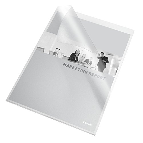 Esselte 46024 Esselte Box mit 100 Dosierdosen, mit Öffnung oben und seitlich, aus PVC, transparent, glatt, Foliengröße, 140 Mikron von Esselte