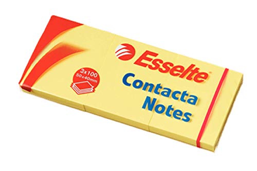 Leitz Esselte 83012 Haftnotiz (Contacta Notes, 50x40 mm, 100 Blatt) 3 Stück gelb von Leitz