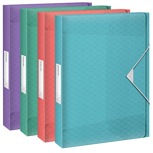 Esselte A4-Ablagebox, fasst 350 Blatt, 40 mm Rückenbreite, transparente Dokumentenaufbewahrungs-Organisationsmappe zur Schreibtischorganisation, Colour'Breeze Serie, Mehrfarbig, 626266 von Esselte