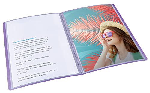 Esselte A4-Sichtbuch mit 40 Einsteckfächern, für 80 Blatt, zum Präsentieren, Aufbewahren oder zur Schreibtischorganisation, mit Prägemuster, Colour'Breeze Serie, Lavendel, 628442 von Esselte