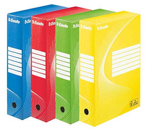 Esselte Archivbox, verschiedene Farben 10 Stück Rücken: 80 mm Assorti (3 x bleu, 2 x rouge, 2 x jaune, 3 x vert) von Esselte
