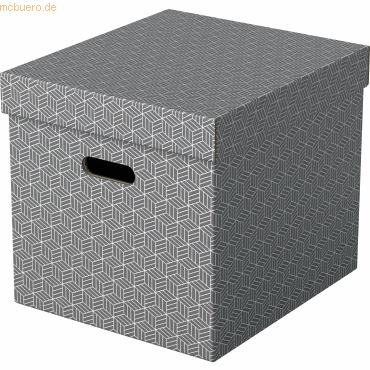 Esselte Aufbewahrungsbox Cube Home mit Deckel Wellpappe VE=3 Stück gra von Esselte