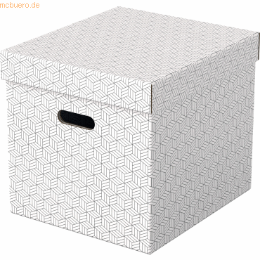 Esselte Aufbewahrungsbox Cube Home mit Deckel Wellpappe VE=3 Stück wei von Esselte