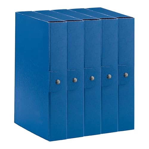 Esselte C26 Eurobox Projektmappe mit Knopfverschluss, 25 x 35 cm, Rücken 6 cm, blau, Packung mit 5 Stück, 390326050 von Esselte