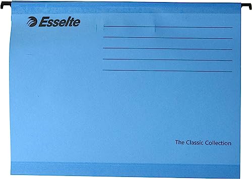 Esselte Classic verstärkte Hängemappe, A4, 25er Pack, Tabs inklusive, Blau, 90311 von Esselte