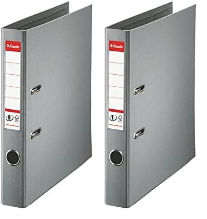 Esselte DIN A4 Ordner, Grau, 52 mm Rückenbreite, Kunststoff, 1 er-Pack, 811480 (Packung mit 2) von Esselte