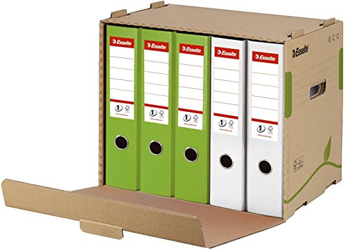 Esselte Eco Archiv-Container, Aufbewahrungsbox für 5 A4 Ordner, Lagerbox mit Deckel, Transportbox mit Griffen, 100 % recycelte Wellpappe, 100 % recycelbar, 1 Stück, Naturbraun, 623920 von Esselte