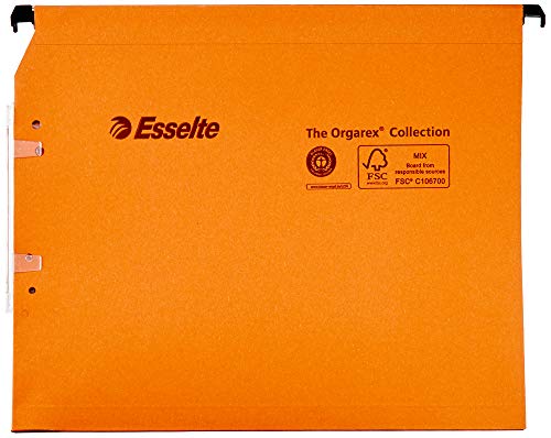 Esselte Horizontal Hanging File, Multi-Folders, 15 mm unten, A4, 25er Pack, Tabs enthalten, Orange, Orgarex, 21628 von Esselte