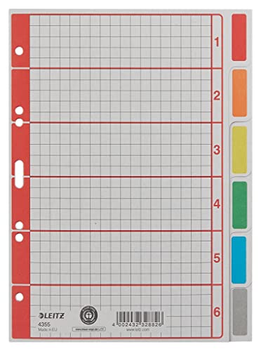 Esselte Leitz Karton Register blanko 6 Blatt A5 Karte, grau von Esselte
