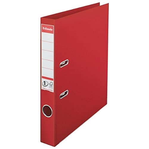 Esselte Leitz Mini-Aktenordner aus Kunststoff mit Raumsparschlitzen 50 mm Rücken DIN A4 10er-Pack rot von Esselte