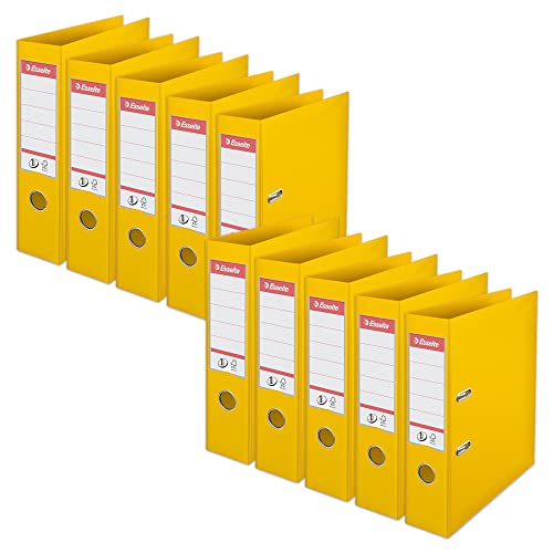 Esselte Ordner, A4, 10er Pack, 75 mm Rückenbreite, Kunststoff, gelb, 811310 von Esselte
