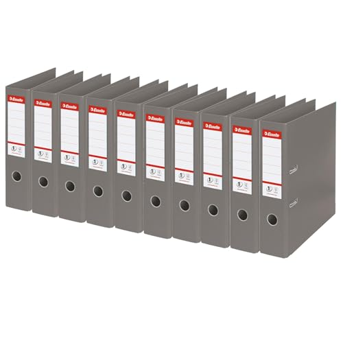 Esselte Ordner, A4, 10er Pack, 75 mm Rückenbreite, Kunststoff, grau, 811380 von Esselte