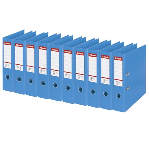 Esselte Ordner breit, DIN A4, 10er Pack, 7,5 cm Rückenbreite, Kunststoff-Ordner, Hellblau, Vivida, 811311 von Esselte