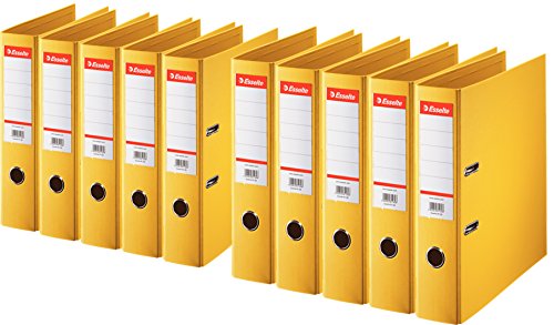 Esselte Plastik-Ordner Standard, DIN A4, 75 mm, auswechselbares Rückenschild (10er Pack, gelb) von Esselte