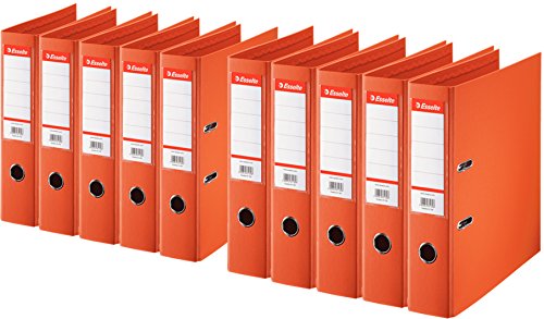 Esselte Plastik-Ordner Standard, DIN A4, 75 mm, auswechselbares Rückenschild (10er Pack, orange) von Esselte