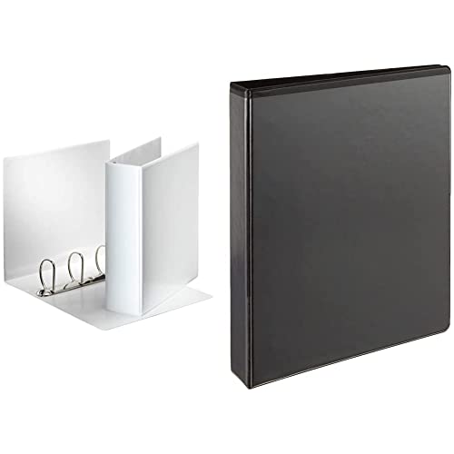 Esselte Präsentationsringbuch (DIN A4, 4 Ringe, 60 mm) weiß & 49717 Ringbuch Präsentation, mit Taschen, A4, PP, 4 Ringe, 30 mm, schwarz von Esselte