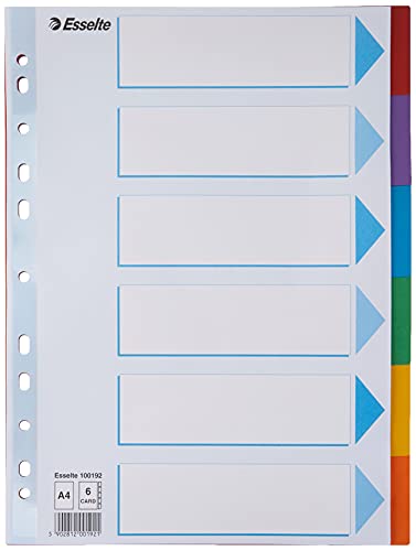 Esselte Register für A4, Deckblatt und 6 Trennblätter mit Taben, Blau/Mehrfarbig, Recyclingkarton, 100192 Esselte Register für A4, Deckblatt und 6 Trennblätter mit Taben, Blau/Mehrfarbig, Recyclingkarton, 100192 von Esselte